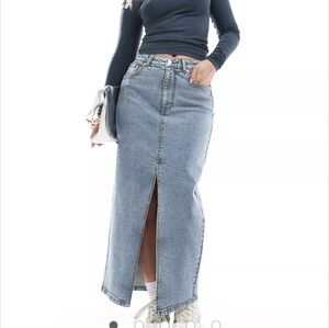 Asos Design Hourglass Denim Maxi Skirt Size 6